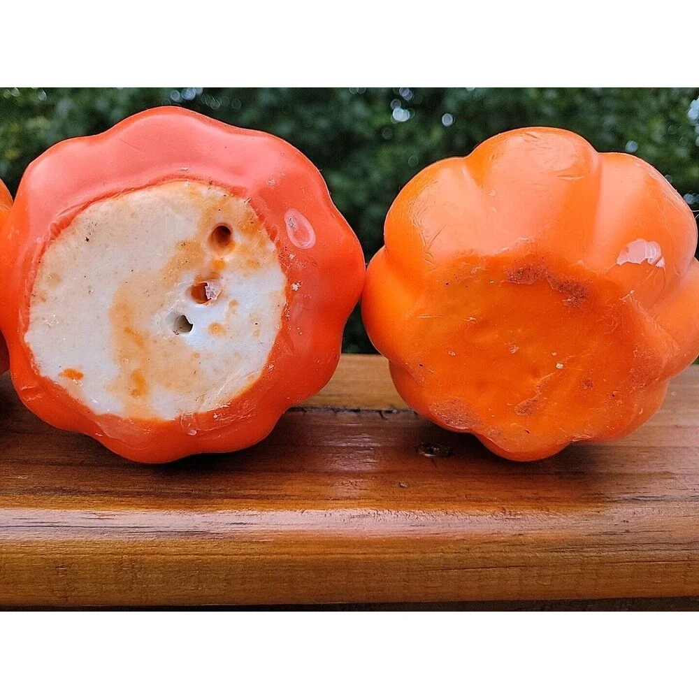 Lot of 4 Vintage Jack o Lantern Halloween Candle Pumpkin Goofy  Kitschy FLAW